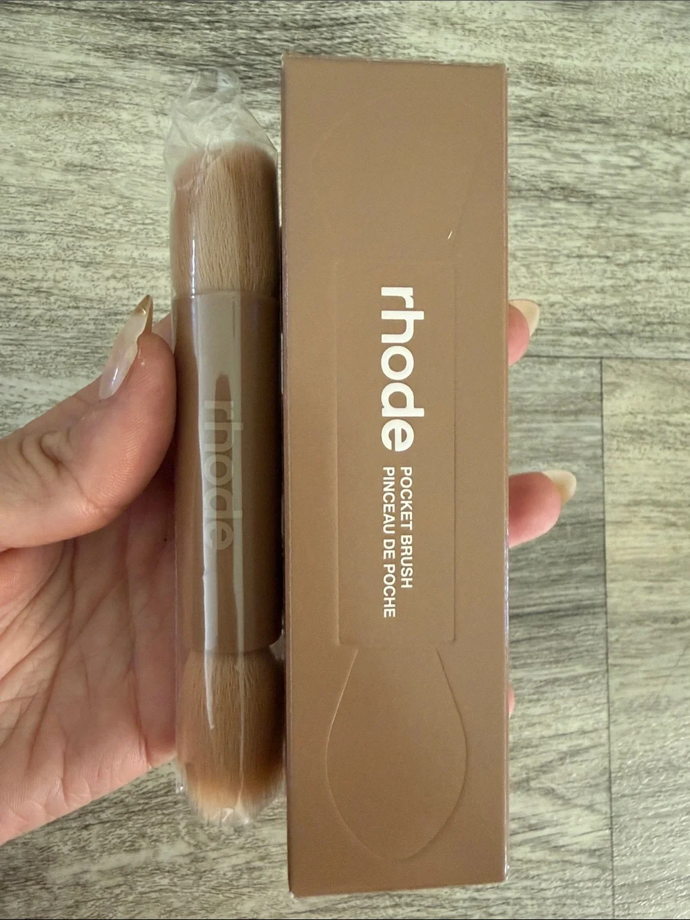 RHODE Double-Ended Pocket Brush in Warm Brown